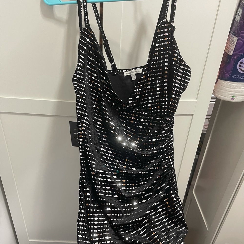 CHARLOTTE RUSSE PARTY BLACK DRESS BLINGY